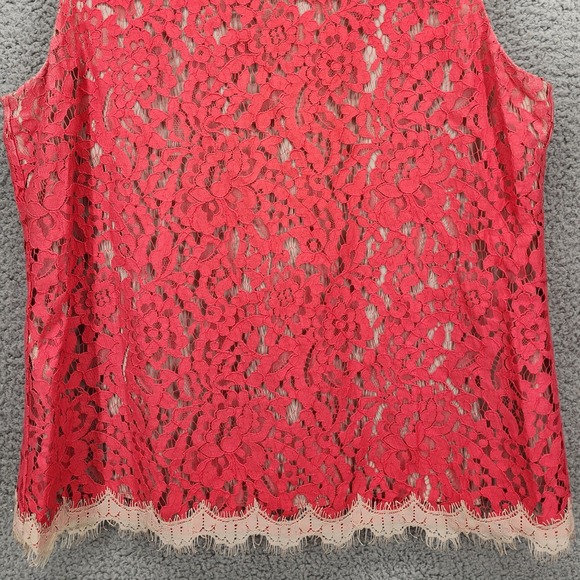 Ann Taylor Coral Lace Sleeveless Zipper Back Top Women's Size 8 - Picture 8 of 12